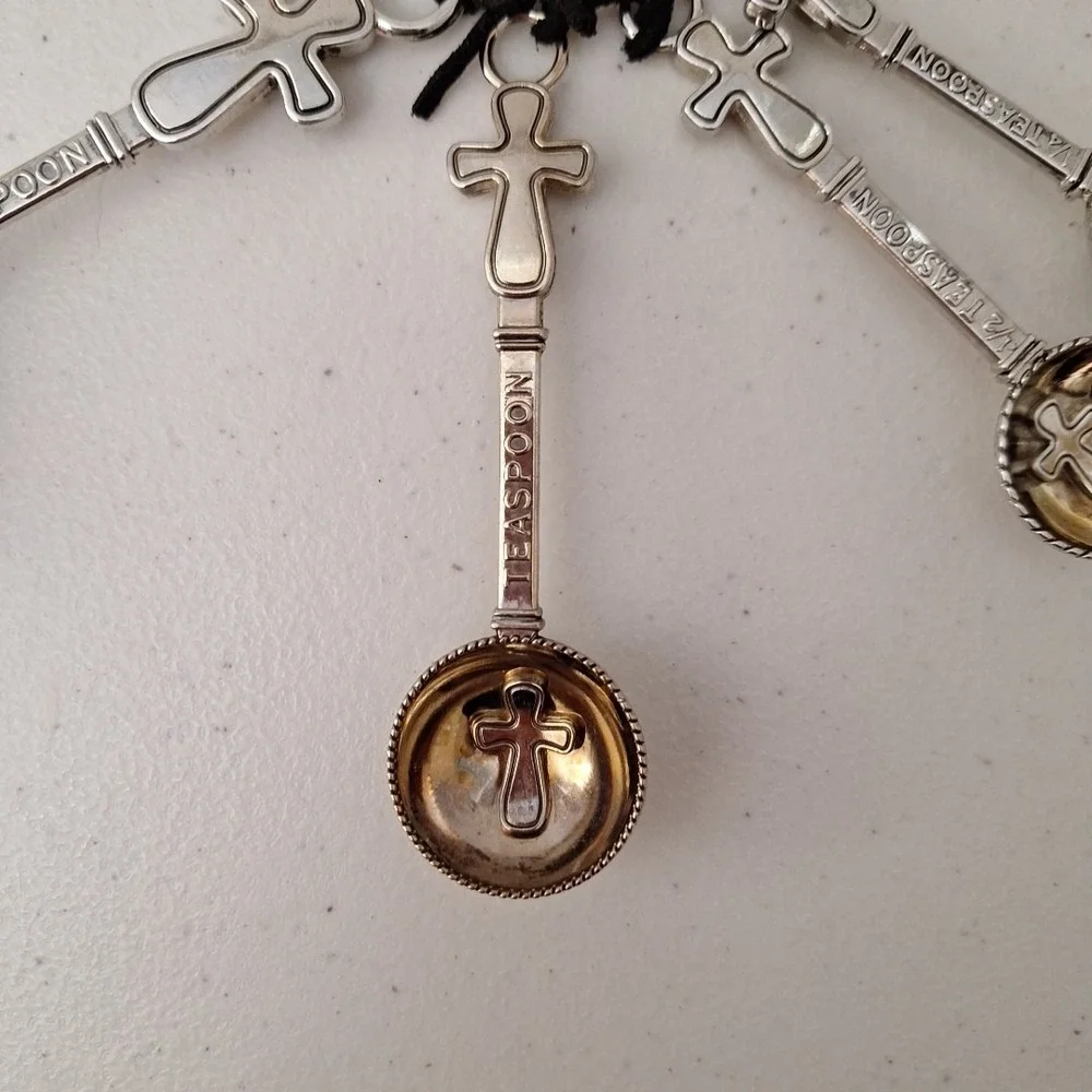 RARE Vintage MSC Religious Cross Measuring Spoons 4 Pc. Set Catholic